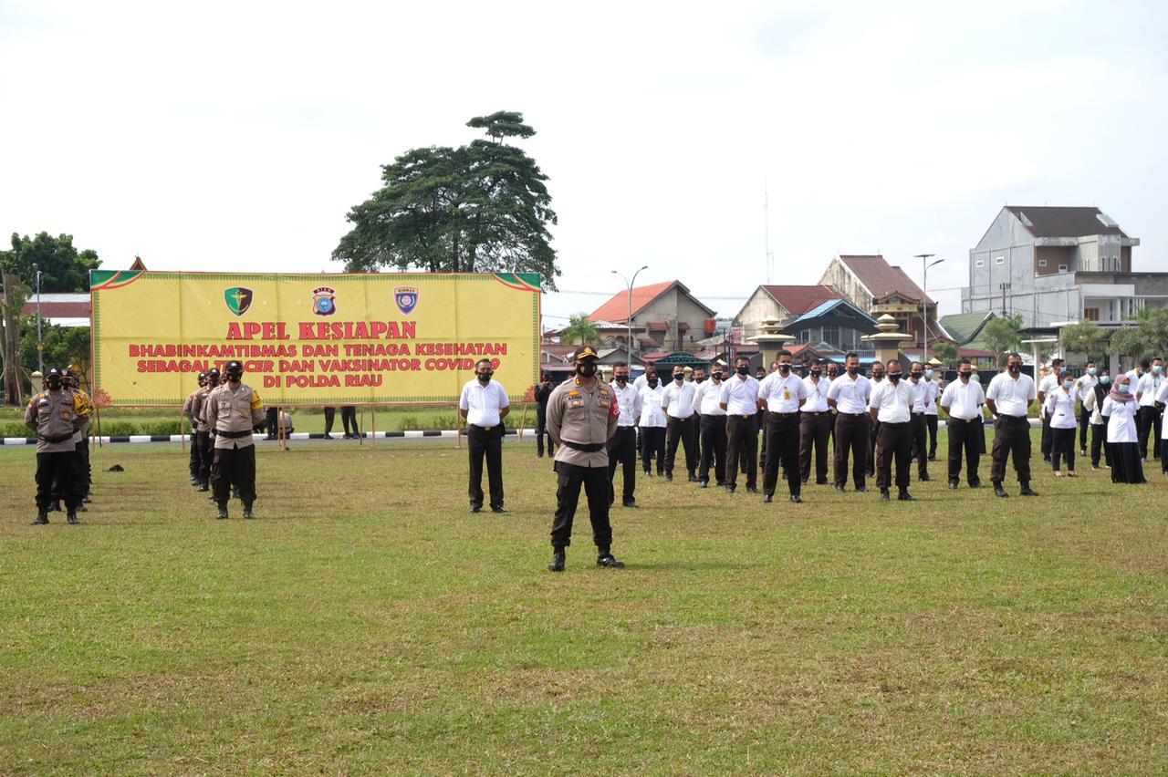 Kapolda Riau Apel kesiapan Bhabinkamtibmas dan Tenaga Medis Kepolisian Sebagai Tracer dan Vaksinator