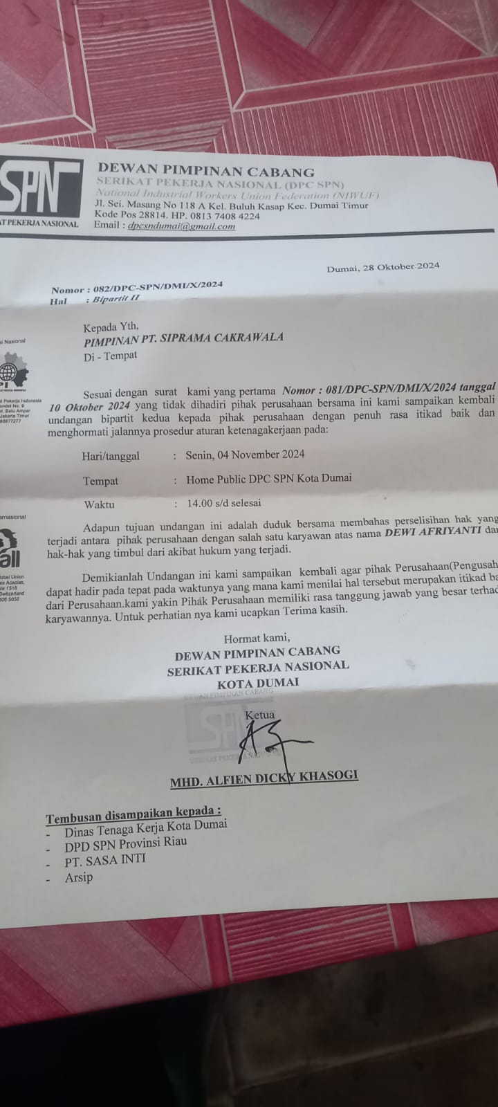 Dianggap Tak lagi Pekerjanya, PT. Siprama Cakrawala Daftarkan BPJS Ketenagakerjaan Dewi Afrianti