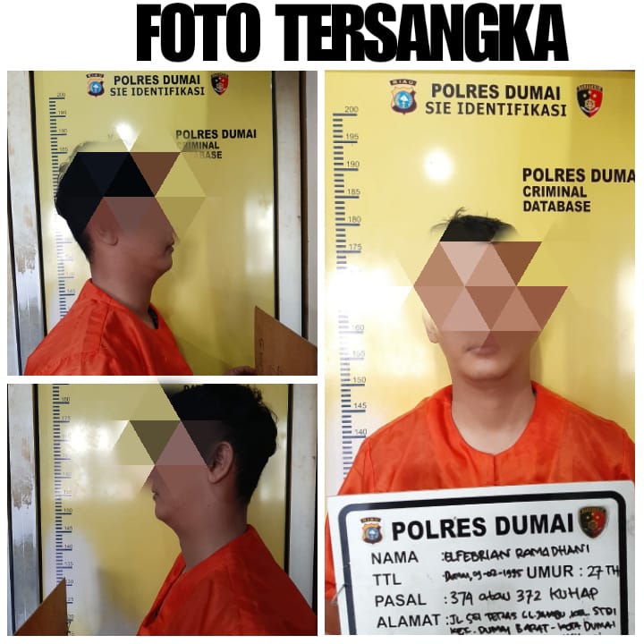 Sat Reskrim Polres Dumai Amankan Pelaku Tindak Pidana Penggelapan Jabatan Pada PT. Krisbow Indonesia Cabang Dumai