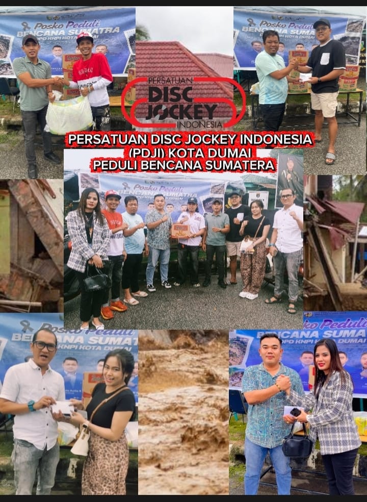 Persatuan DJ Indonesia Dumai Serahkan Bantuan Bencana Banjir Melalui KNPI