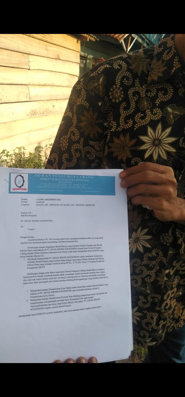 Tidak Lanjutkan Kontrak Kerja, PT. SJS Mangkir Uang Kompensasi Pekerja