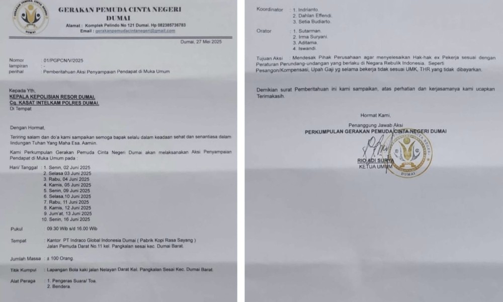 GPCN Dumai Bersama 15 Orang Eks Pekerja Pabrik Kopi Rasa Sayang Akan Lakukan Aksi Damai
